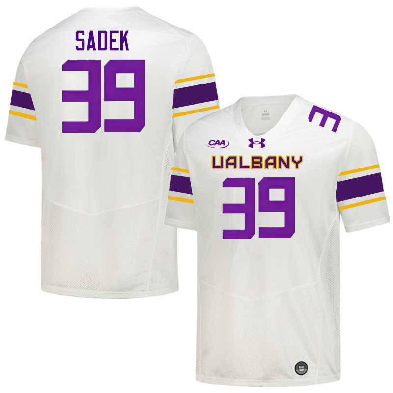 UAlbany Great Danes #39 Steven Sadek College Football Jerseys,Uniforms-White